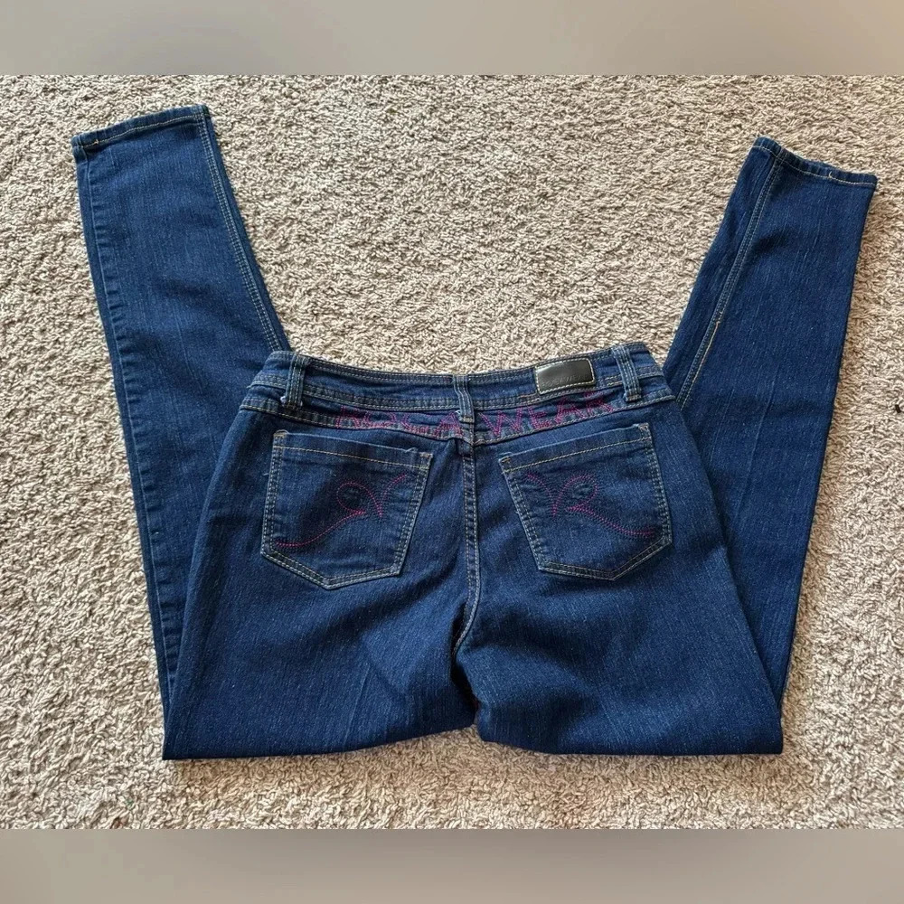 Rocawear Women's Straight Leg Embroidered Back Pocket Dark Wash Jeans Size 13